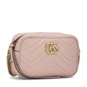 Gucci Blush Pink Chevron Quilted Leather Crossbody Bag with Gold GG